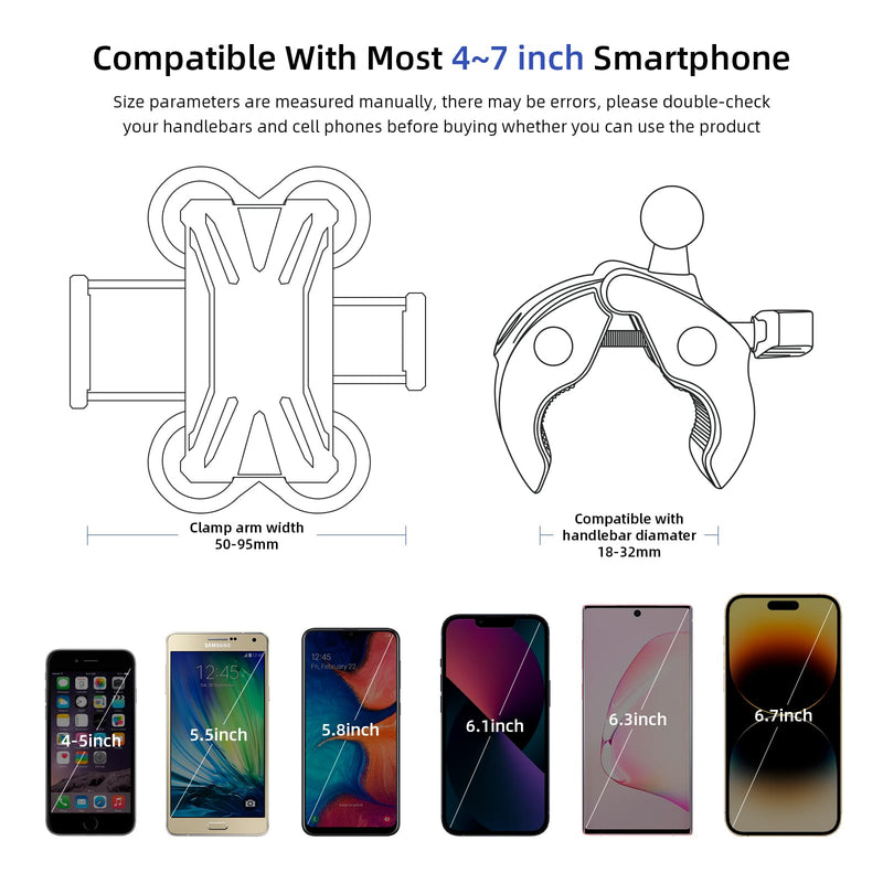 Cargue la imagen en el visor de la galería, Ulip bike phone mount with clamp arms, anti-shake design, 360° rotation, for smartphones 4-7 inches, scooter accessories.
