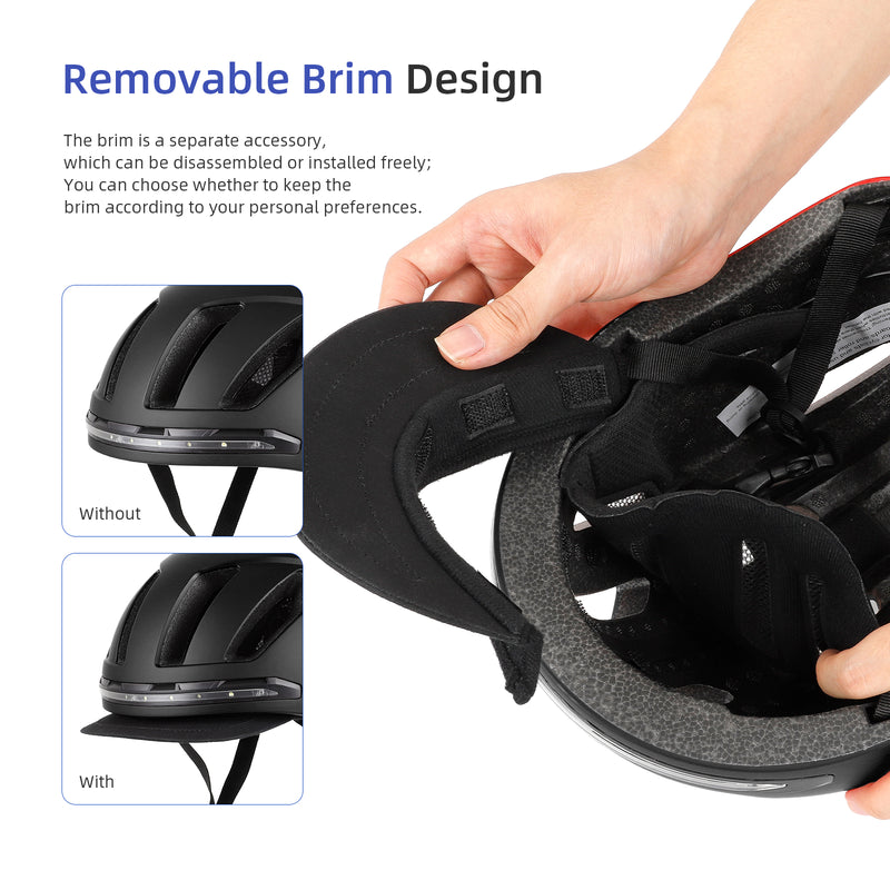 갤러리 뷰어에 이미지 로드, Ulip Smart Bicycle Helmet with Front Rear LED Light Detachable Visor and Lining for Adults Men Women Bike Skateboard Cycling Roller Scooter Commute