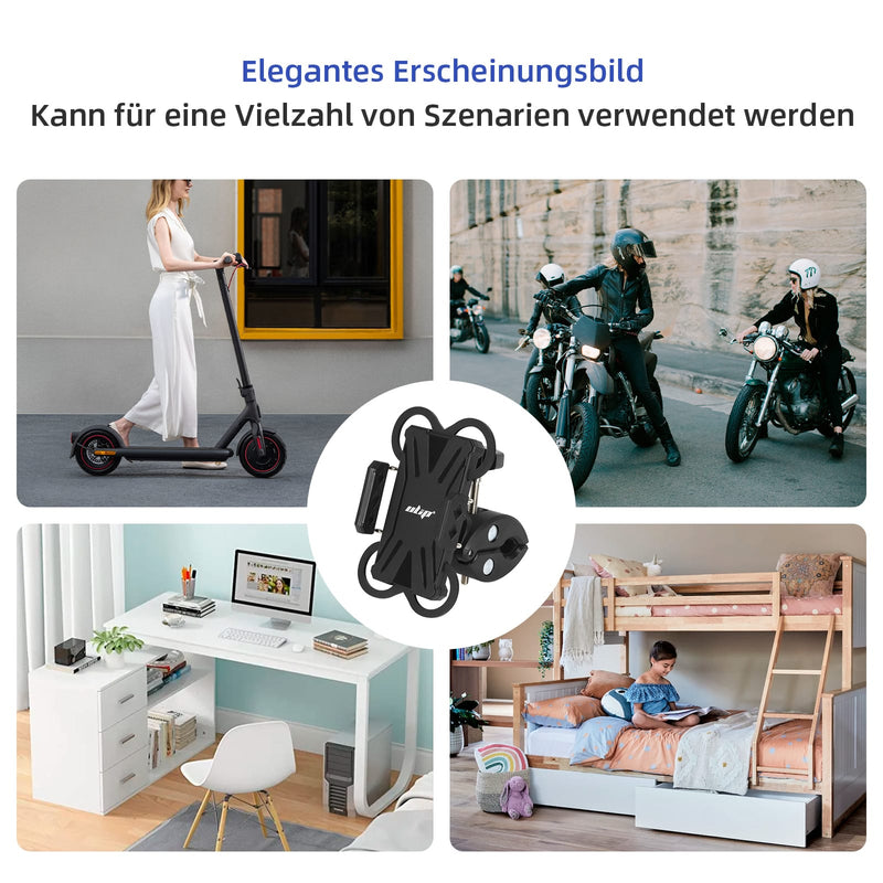 Cargue la imagen en el visor de la galería, Ulip bike phone mount with clamp arms, 360° rotation, anti-shake design, for smartphones 4-7 inches, scooter accessories.
