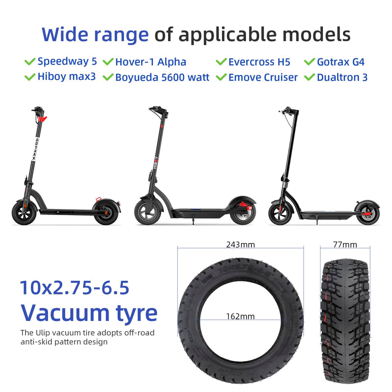 Load image into Gallery viewer, Ulip 2-pack 10x2.75-6.5 off-road tubeless scooter tires with valves for Speedway5, Dualtron 3, Hover-1 Alpha, G4 scooters.