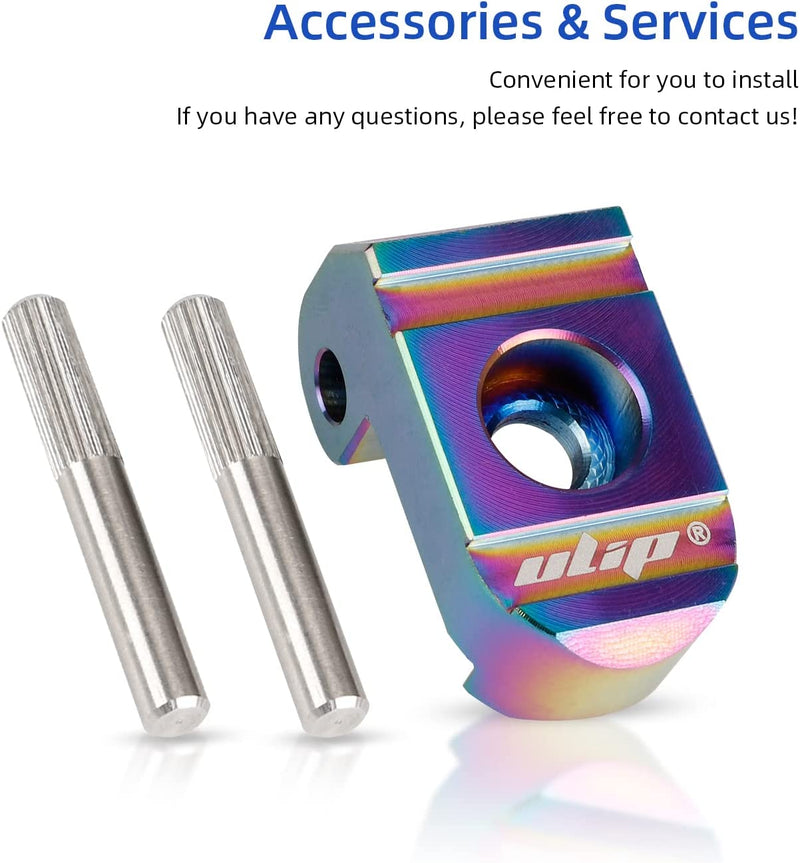 Cargue la imagen en el visor de la galería, Rainbow anodized metal bike derailleur hanger with two silver alignment pins