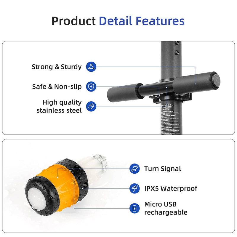 Load image into Gallery viewer, Ulip kids handle grip bar with rechargeable turn signal lights for Segway Ninebot Max G30 ES series electric scooter, non-slip and adjustable.