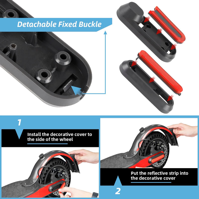 Load image into Gallery viewer, Ulip scooter reflective side cover set for Xiaomi M365, 1s, Pro, Pro2, MI3, MI4, and Essential Lite, includes front and rear wheel covers.