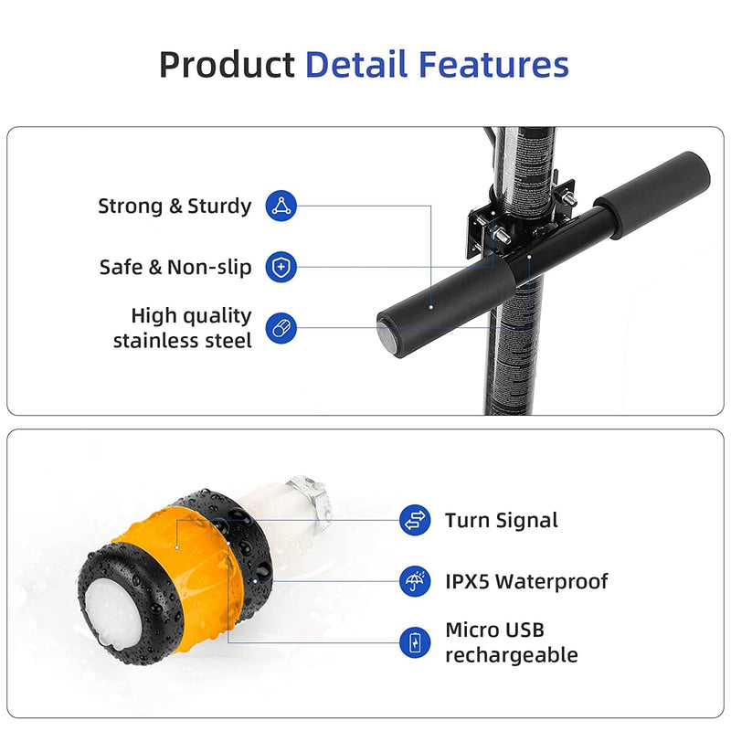 Load image into Gallery viewer, Ulip kids scooter handle grip bar with rechargeable turn signal lights, compatible with Xiaomi M365, Ninebot F20, F25, F30, F40.