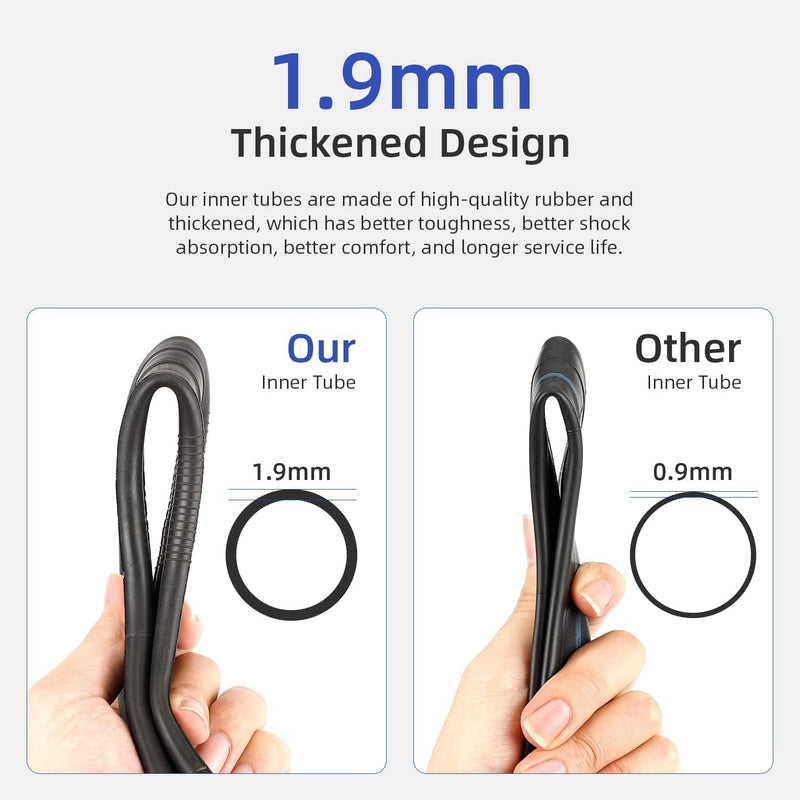 Cargue la imagen en el visor de la galería, Comparison of thick 1.9mm rubber inner tube and thin 0.9mm inner tube for bikes