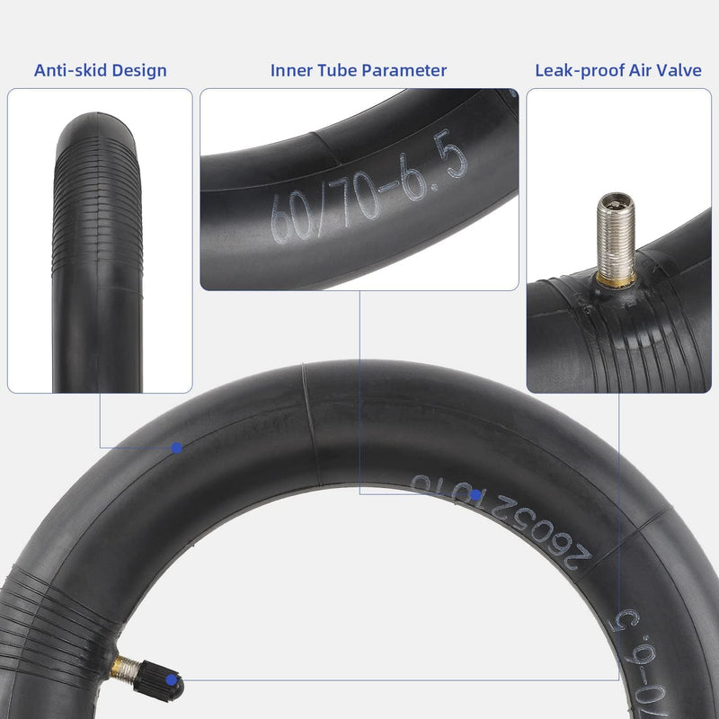 Cargue la imagen en el visor de la galería, Scooter inner tube with anti-skid tread, 60/70-6.5 marking, and leak-proof valve