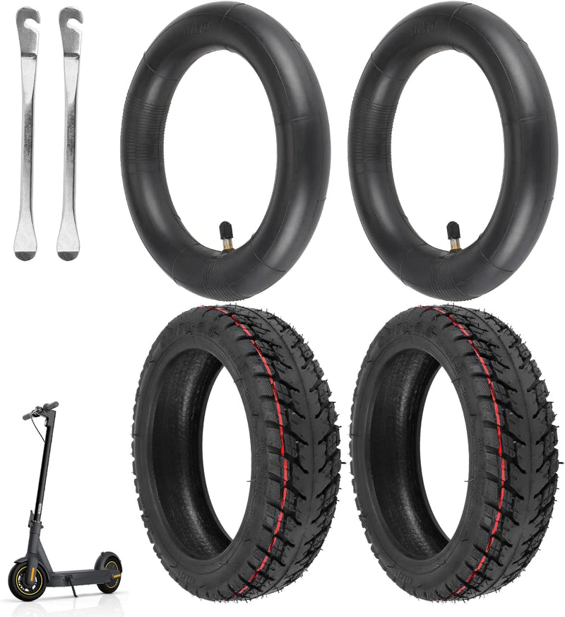 Load image into Gallery viewer, Two Ulip 60/70-6.5 scooter tires with inner tubes, pneumatic 10-inch replacement tires for Ninebot Max G30 series, with straight valves.