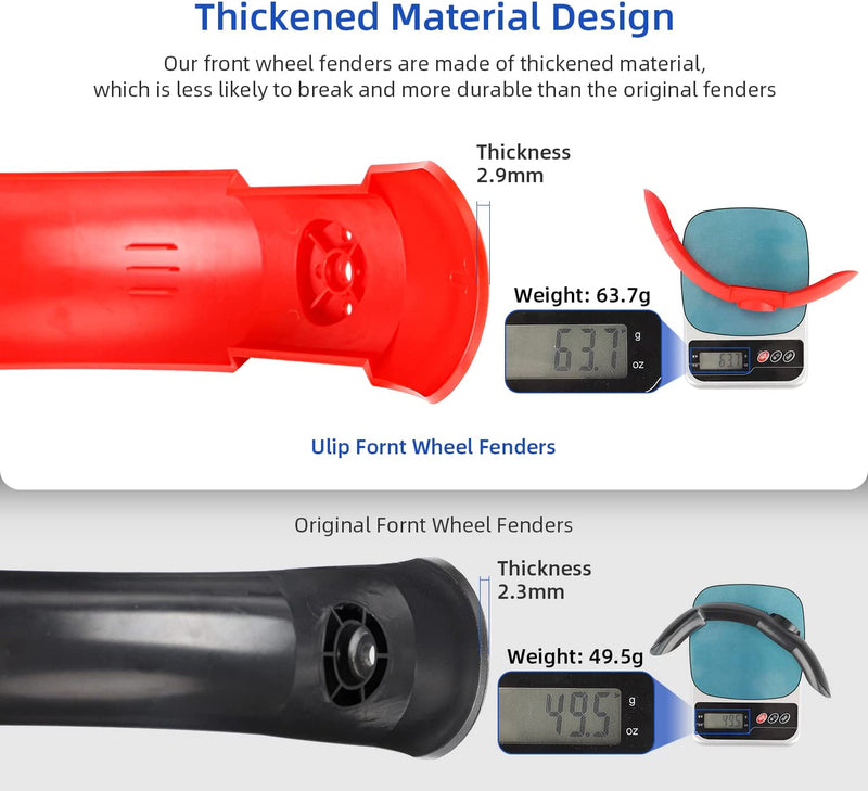 Chargez l'image dans la visionneuse de la galerie, Comparison of red and black front wheel fenders showing thickness and weight difference