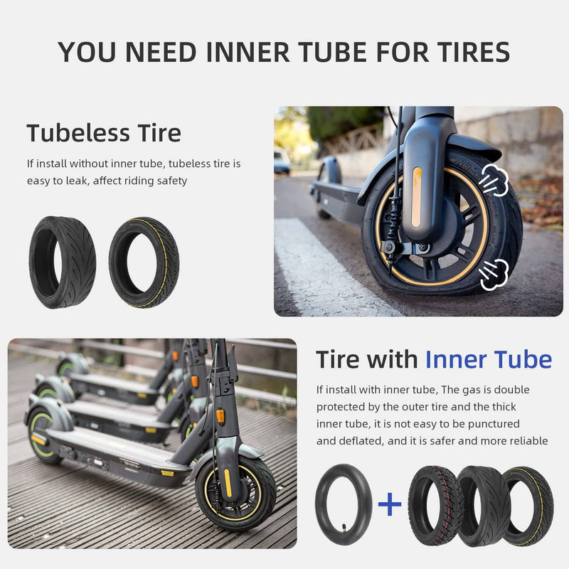 Load image into Gallery viewer, Ulip 2-pack 10-inch scooter tires with inner tubes, pneumatic tires with straight valves for Ninebot Max G30 series scooters.