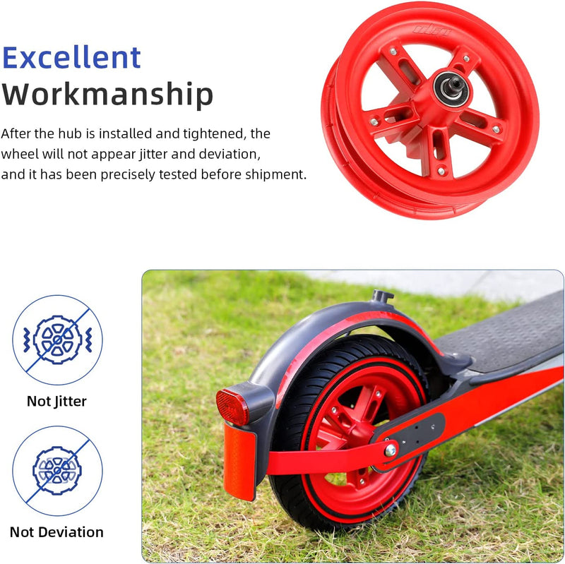 Chargez l'image dans la visionneuse de la galerie, Red replacement wheel and rear tire for electric scooter with anti-jitter, anti-deviation design