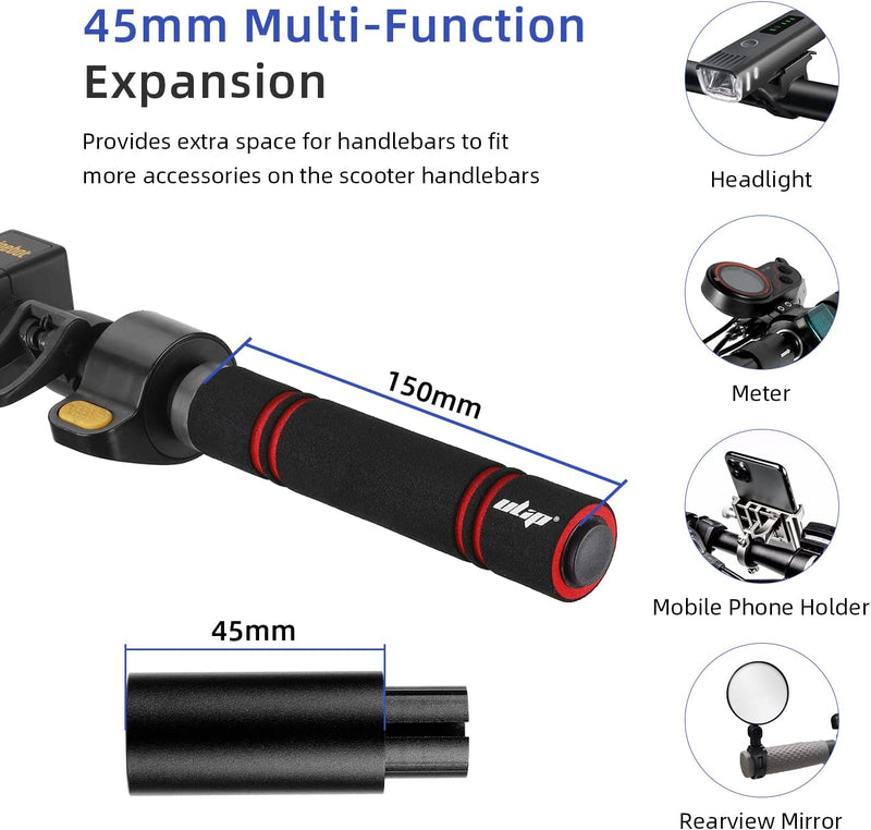 Cargue la imagen en el visor de la galería, Ulip E-Scooter handlebar grips and extender kit for Segway Ninebot Max G30, with dashboard holder, phone mount, and rearview mirror attachment