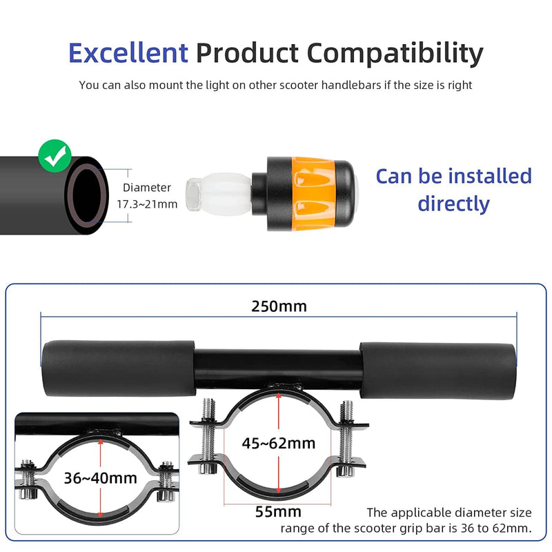 Load image into Gallery viewer, Ulip kids scooter handle grip bar with rechargeable turn signal lights, non-slip, adjustable, for Segway Ninebot Max G30 ES electric scooter