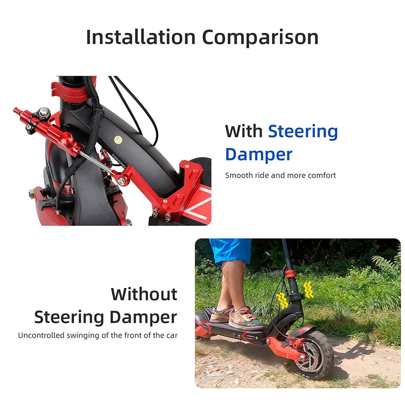 Load image into Gallery viewer, Ulip store red steering damper tube for Zero 10X electric scooter, high-speed stabilization and wobble elimination accessory.