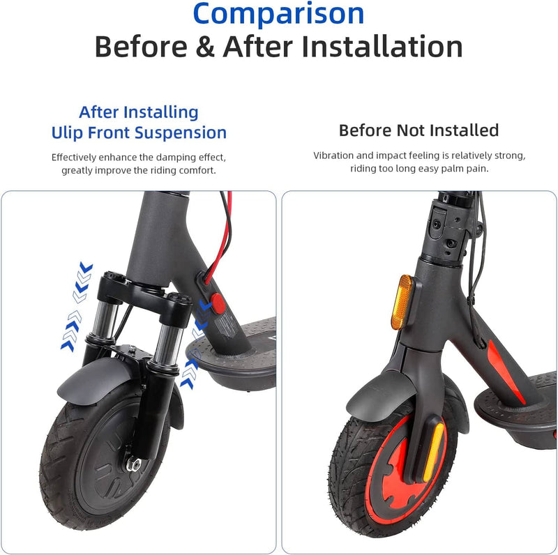 Cargue la imagen en el visor de la galería, Ulip front suspension kit with shock absorber, adjustable kickstand, mudguard, and fender for Xiaomi M365 Pro electric scooter.