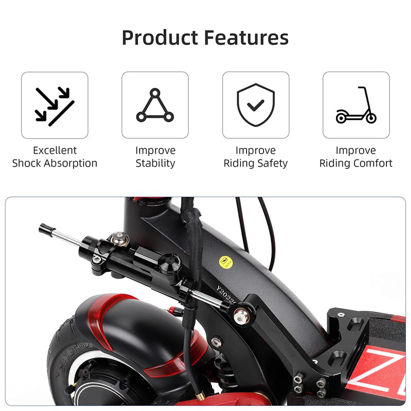 Load image into Gallery viewer, Ulip steering damper tube for Zero 10X electric scooter, black high-speed stabilizer to reduce riding wobbles and improve stability.