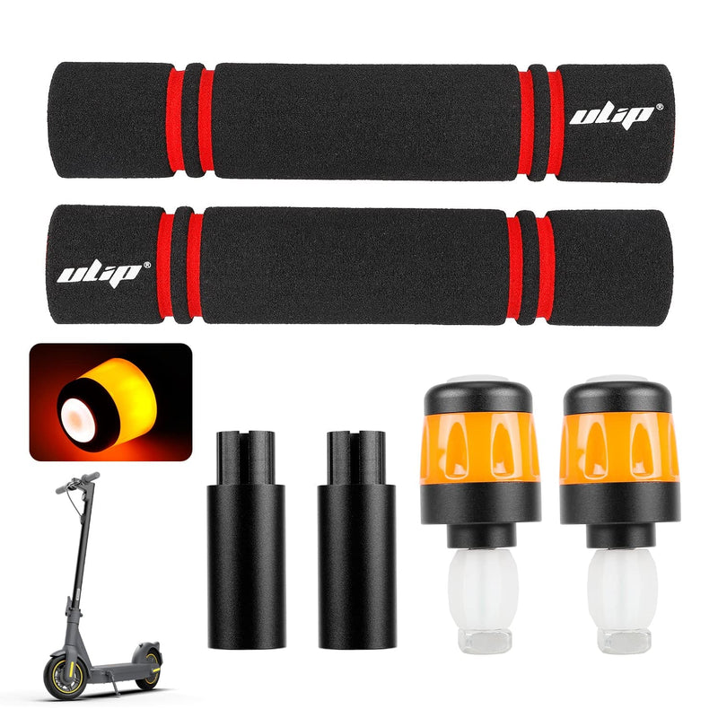 Load image into Gallery viewer, Ulip handlebar grips and extender with LED turn signals for Segway Ninebot Max G30 electric scooter, featuring aluminum and rechargeable lights.