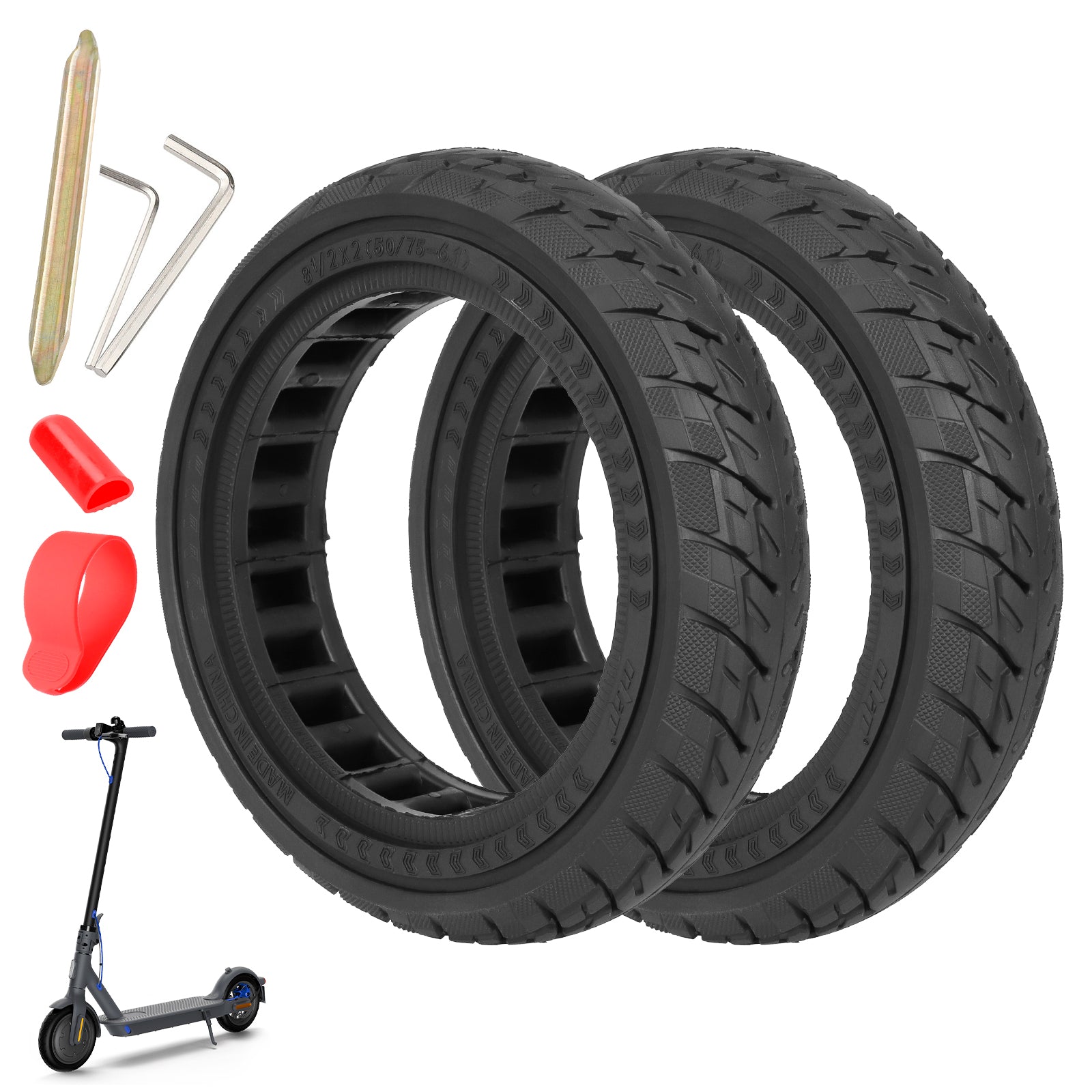 ulip (2-Pack) 8.5 x 2 Solid Scooter Tire 8.5 inch Rubber Tire 50