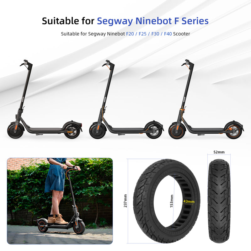 Cargue la imagen en el visor de la galería, ulip 10x2.125 Solid Scooter Tire Front and Rear Wheels Replacement for Segway Ninebot F20 F25 F30 F40 scooter for 10 Inch off-road solid tire
