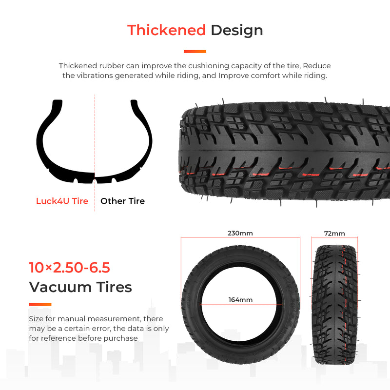 갤러리 뷰어에 이미지 로드, ulip (2 Pcs) 10x2.50-6.5 Off-Road tubeless scooter tire with valve Tire Replacement for Dualtron mini / INMOTION L9 scooter for 10 Inch Electric Scooter
