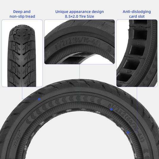 ulip (2-Pack) 8.5 x 2 Solid Scooter Tire 8.5 inch Rubber Tire 50/75-6.1 Front and Rear Wheels Replacement for Gotrax GXL V2 Hiboy S2 Pro Xiaomi M365 Pro Pro2 1S MI3 and 8.5 inch Scooters