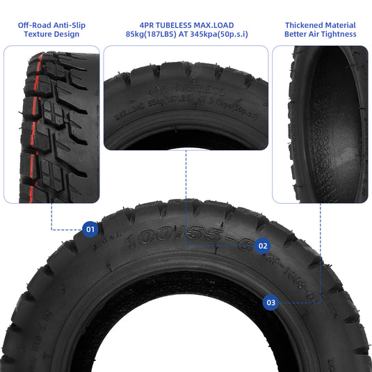 ulip 100/55-6 Off-Road Vacuum Tire for Go Karts ATV Quad Bike for 11 Inch ront Rear Wheels Replacement Accessories Thickened  Tubeless tire