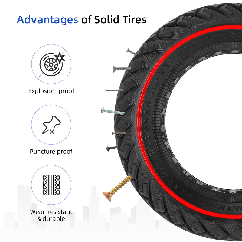 Load image into Gallery viewer, ulip 10 x 3 Scooter Solid Tire 10 Inch Electric Scooter Wheels Replacement Accessories Suitable for Zero 10x Kaabo WOLF WARRIOR MANTIS Scooter 80/65-6,255 * 80 tire
