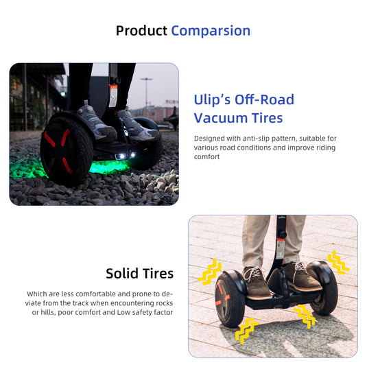 ulip (2 Stück) 70/65-6,5 Offroad-Tubeless-Scooter-Reifen mit Ventil 255 x 70 Reifenersatz für Ninebot Mini Pro Electric Balance Scooter