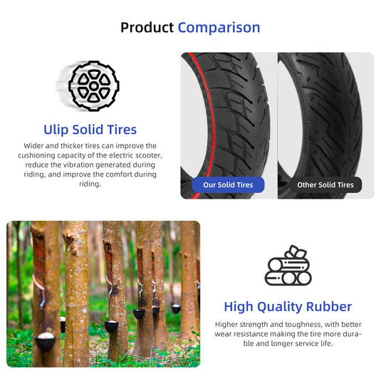 ulip 60/70-6.5 Scooter Solid Tire 10 Inch 10x2.5 Electric Scooter Wheels Replacement Tire Front or Rear Solid Tire for Segway Ninebot Max G30 G30D G30LP G30E