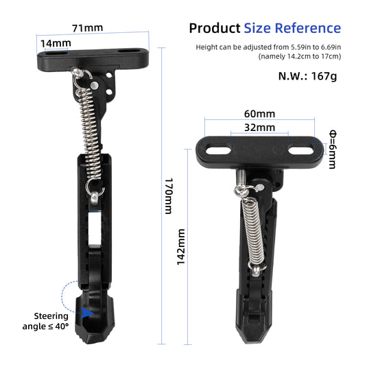 ulip Electric Scooters Kickstand Adjustable Parking Stand Feet Support Replacement Accessories for Gotrax G4 Hiboy S2 Pro Xiaomi M365 1S Pro Pro2 MI3