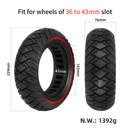 10x3 / 255x80 (10 Inch) Off-Road Solid Tire with Red Circle for Kugoo M4 Pro, Zero 10X & Kaabo Mantis | ULIP