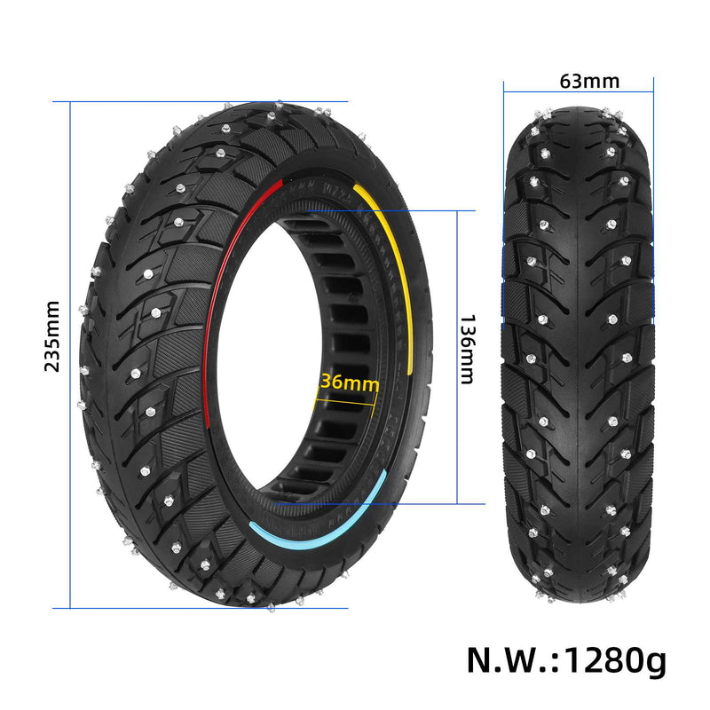 Laden Sie das Bild in Galerie -Viewer, 10x2.50 (10 Inch) Tri-Color Studded Snow Off-Road Solid Tire with Anti-Slip Screws for Kugoo M4 | ULIP
