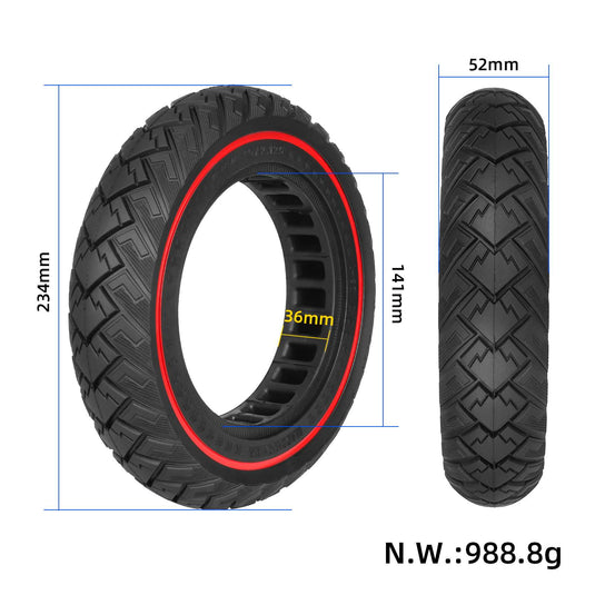 10x2.125 Off-Road Solid Tire 10 Inch with Red Circle (ID 141mm) for Xiaomi M365 Pro Pro2 1S and HX X6 X7 X8 | ULIP