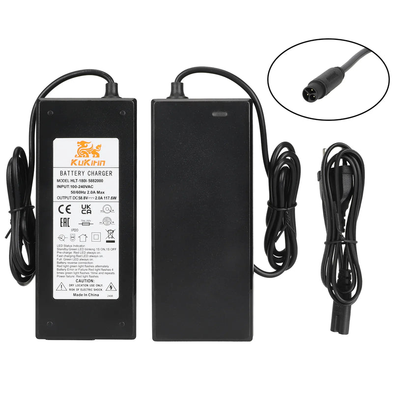 Laden Sie das Bild in Galerie -Viewer, ULIP Battery Charger for Kukirin G2 Master &amp; G3 Pro 58.8V 2A 3-Pin CQ
