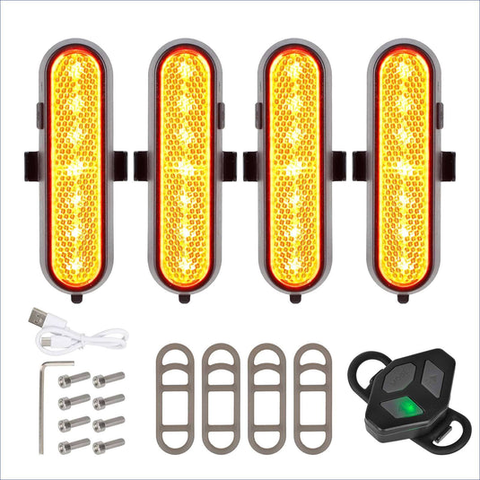 4-Pack Wireless Rechargeable Turn Signal Light Set with Remote for Xiaomi Ninebot Kukirin Dualtron | ULIP