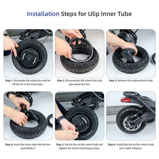 10 Inch 10x2.50 Reinforced Inner Tubes (2 Sets) with 90° Bent Valve & 2 Pry Bars for Zero 10X & VSETT Scooters | ULIP