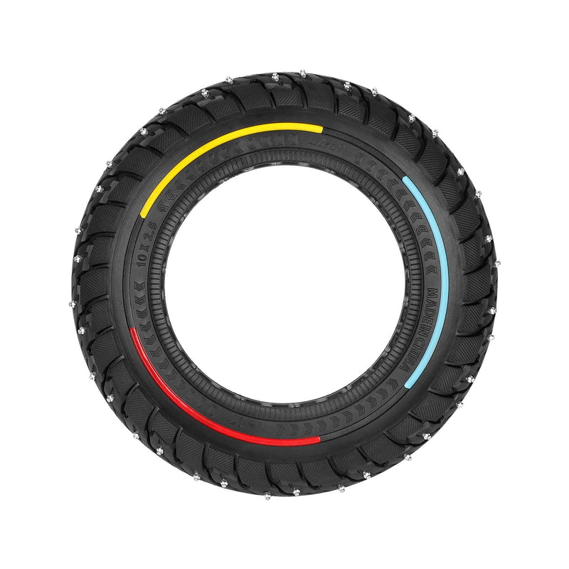 Laden Sie das Bild in Galerie -Viewer, 10x2.50 (10 Inch) Tri-Color Studded Snow Off-Road Solid Tire with Anti-Slip Screws for Kugoo M4 | ULIP
