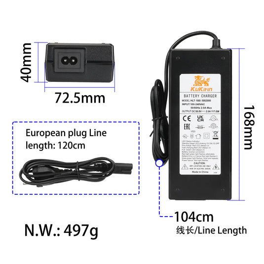 58.8V 2A (3-Pin CQ) Battery Charger for Kukirin G2 Master & G3 Pro | ULIP