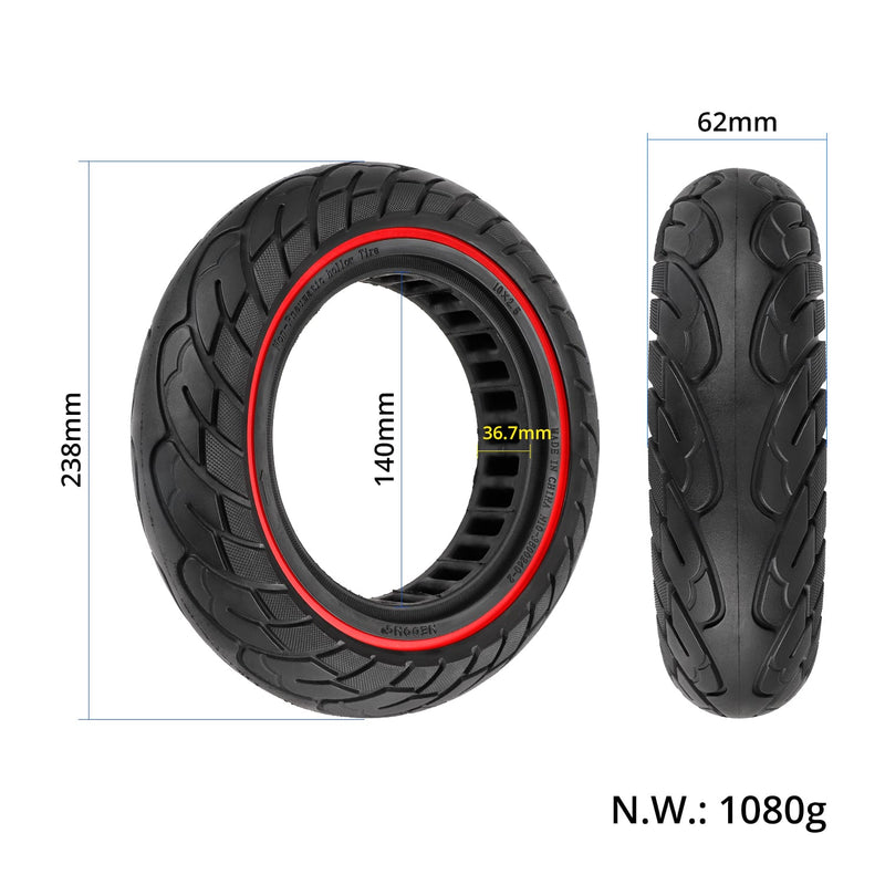 Laden Sie das Bild in Galerie -Viewer, 10x2.5 (10 Inch) Solid Tire with Red Circle &amp; 37mm Slot for Kugoo M4 &amp; M4 Pro | ULIP
