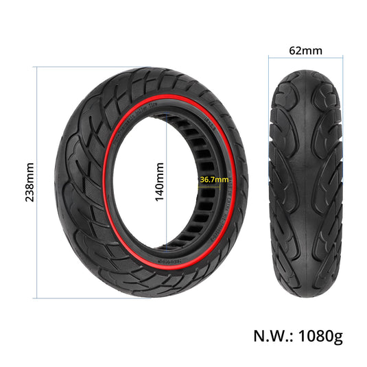10x2.5 (10 Inch) Solid Tire with Red Circle & 37mm Slot for Kugoo M4 & M4 Pro | ULIP