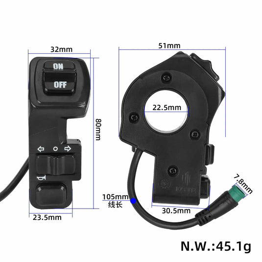 3-in-1 Multi-Function Waterproof Switch for Kukirin G2 Pro (Headlight, Turn Signal, Horn) | ULIP