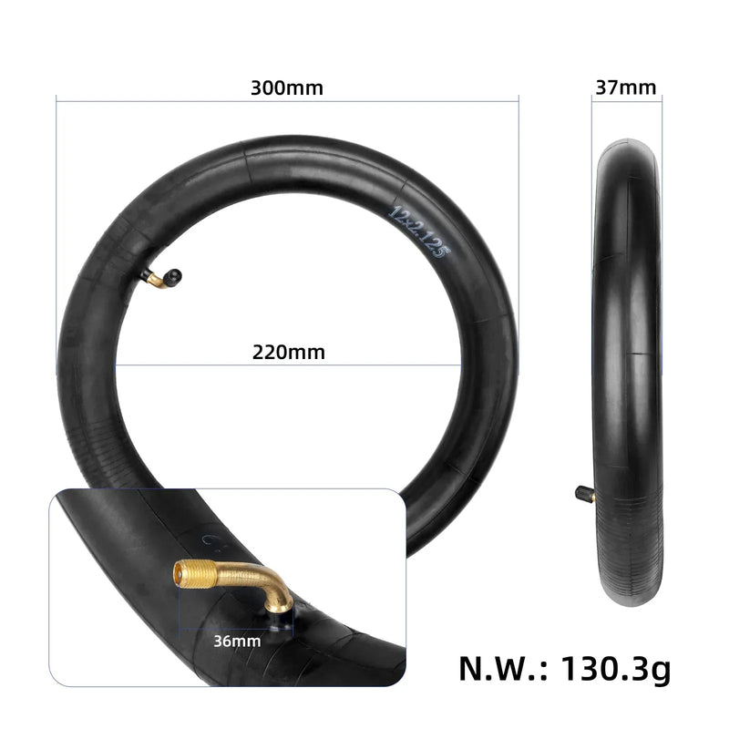 Cargue la imagen en el visor de la galería, 12 Inch 12x2.125 (12 1/2x2 1/4) Thickened Inner Tube with Bent Valve for Electric Scooter &amp; Bike | ULIP
