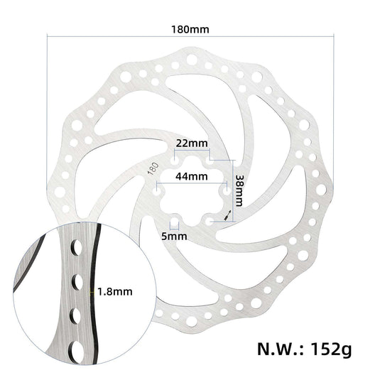 180mm 6-Bolt Stainless Steel Disc Brake Rotor with Bolts for Bicycles and Electric Scooters | ULIP