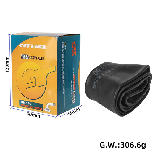 16 Inch 16x3.0 Thickened Inner Tube with 60-Degree Bent Valve for Electric Bicycle & Scooter | ULIP