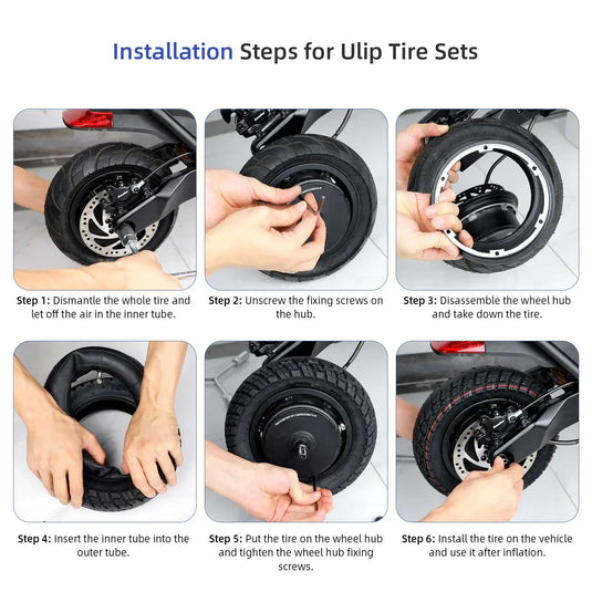 10 Inch 255x80 (10x3.0) Off-Road Tire and Inner Tube Set with 90° Valve for Zero 10X & Kugoo M4 | ULIP
