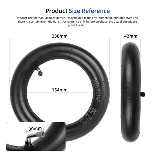10 Inch 10x2.50 Reinforced Inner Tubes (2 Sets) with 90° Bent Valve & 2 Pry Bars for Zero 10X & VSETT Scooters | ULIP