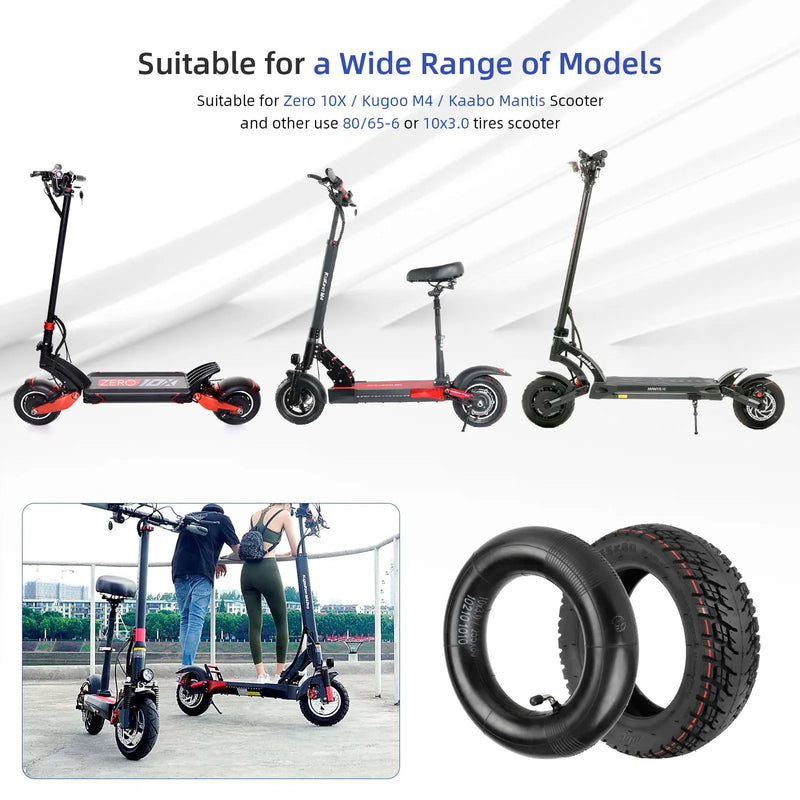 Chargez l'image dans la visionneuse de la galerie, 10 Inch 255x80 (10x3.0) Off-Road Tire and Inner Tube Set with 90° Valve for Zero 10X &amp; Kugoo M4 | ULIP
