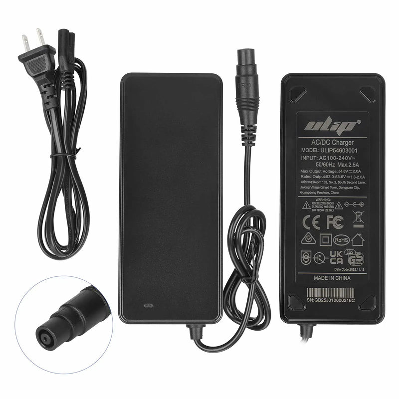 Cargue la imagen en el visor de la galería, 54.6V 2A Power Adapter Charger with O-Connector for Xiaomi 4 Pro Max &amp; Ninebot Max G3 F3 GT ZT3 | ULIP
