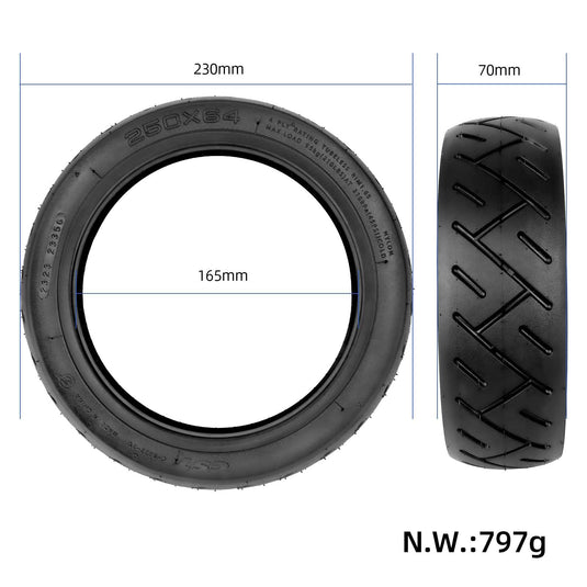 250x64 Self-Repairing Tubeless Tire 10 Inch with Jelly Glue for Xiaomi 4 Ultra and Navee S65 | ULIP