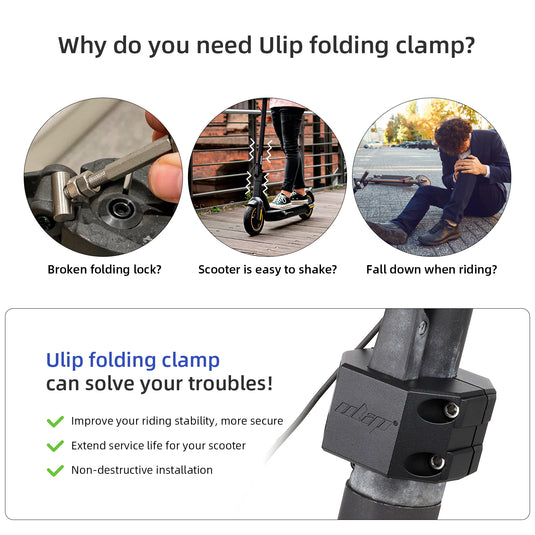 ulip Electric Scooters Folding Clamp Aluminum Vertical Rod Rugged Lock Parts Tighten Clamp Accessories for Segway Ninebot Max G30 G30LP G30E G30D Scooter