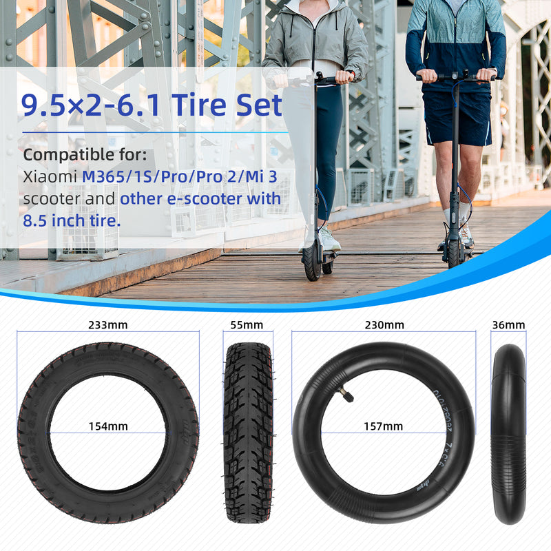 Cargue la imagen en el visor de la galería, ulip (2-Set) 9.5x2-6.1 Tire with Inner Tube 9.5 inch Inflated Tyre for 8.5 inch Modified Electric Scooters for Xiaomi 8.5 inch Scooters M365 Pro Pro2 1S MI3 Lite 50 75-6.1 Tire Replacement
